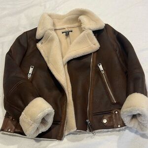 Brown faux suede coat